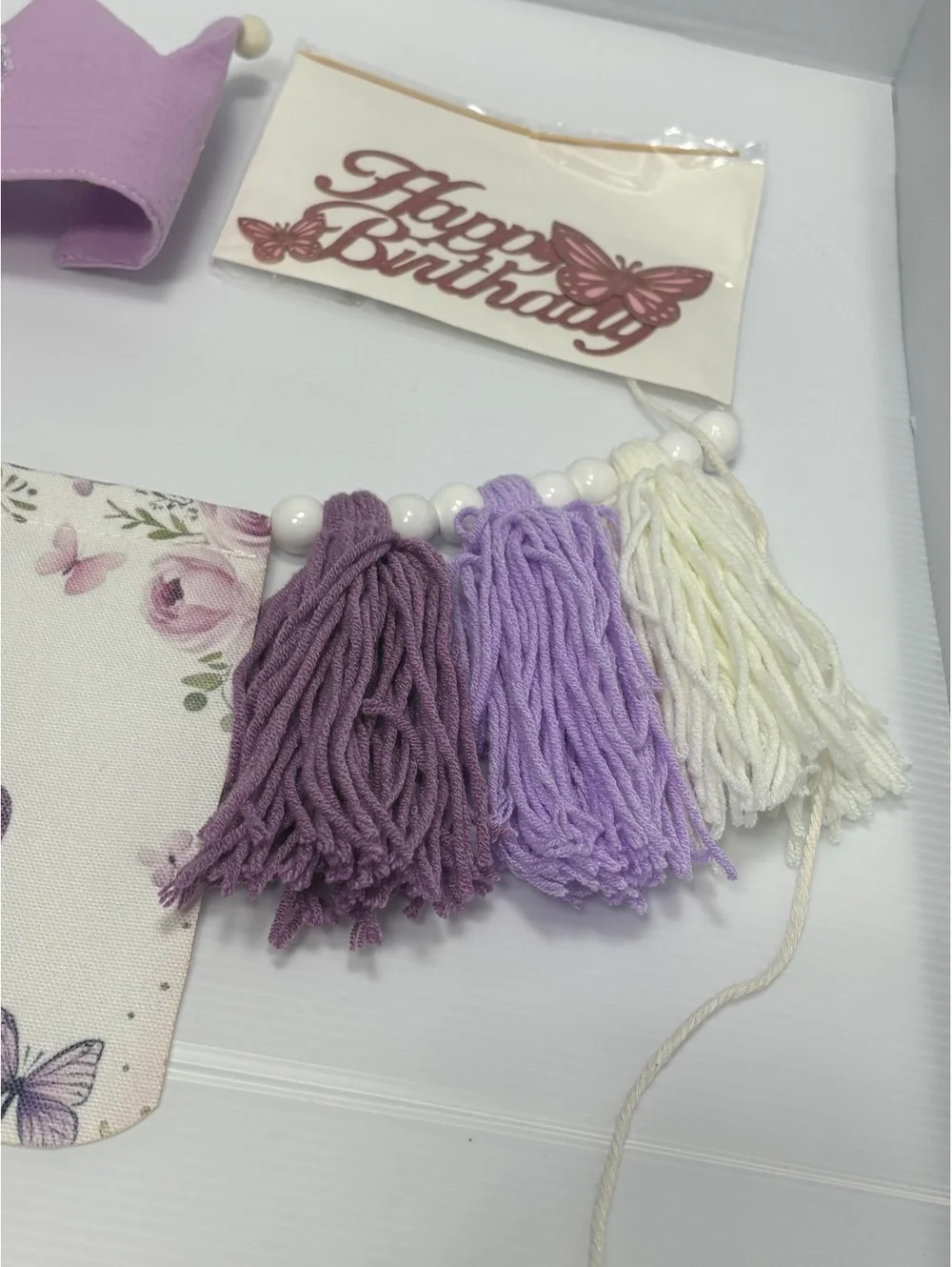 Half Birthday Party Decoration Set with Purple Crown, Tassel Garland For Baby